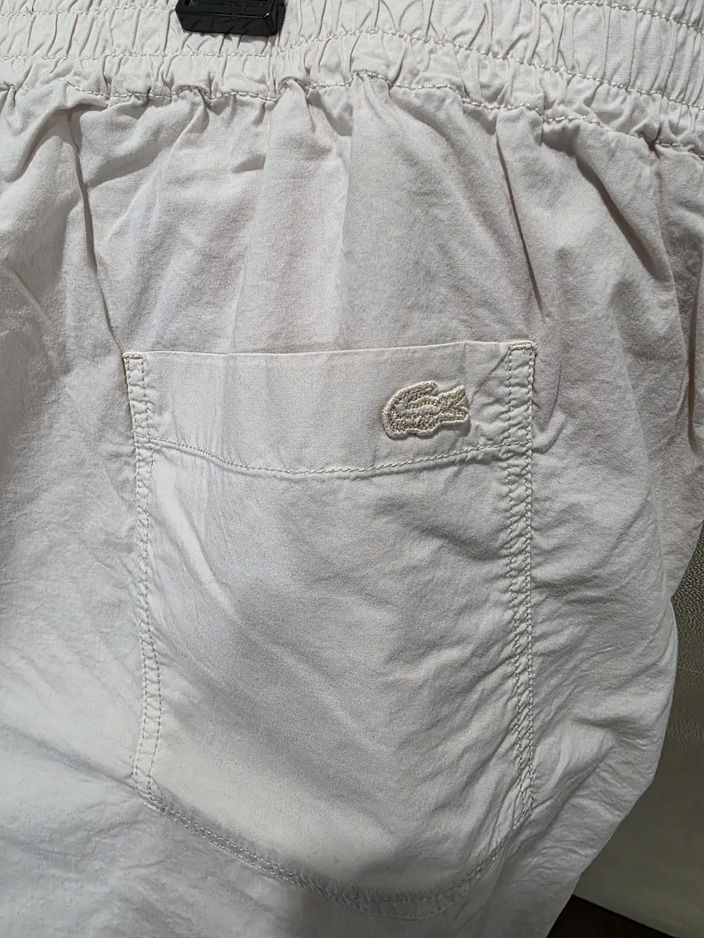 Lacoste Men's Light Cream Flat-Front Elastic Waist Shorts